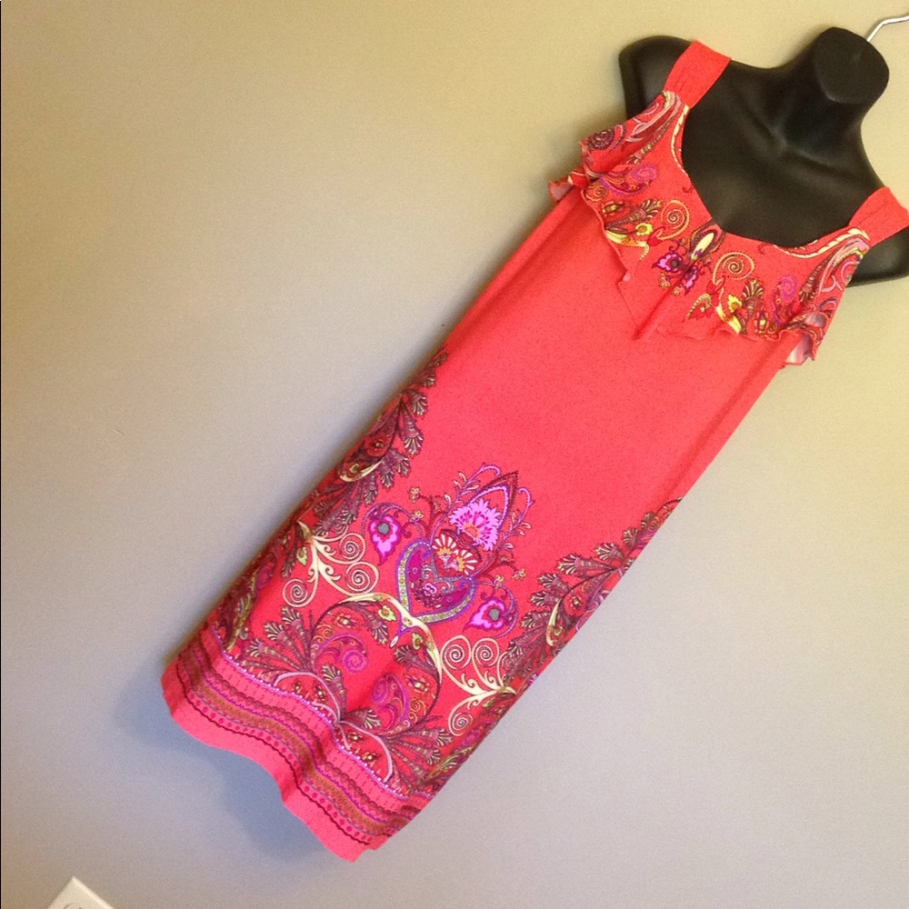Coral short dress multi color NWT size med.